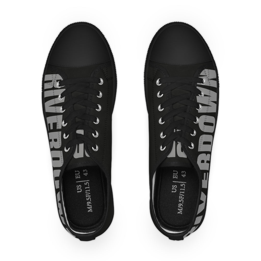 81 - Men's Black Low Top Sneakers — Black & White Graphic Canvas