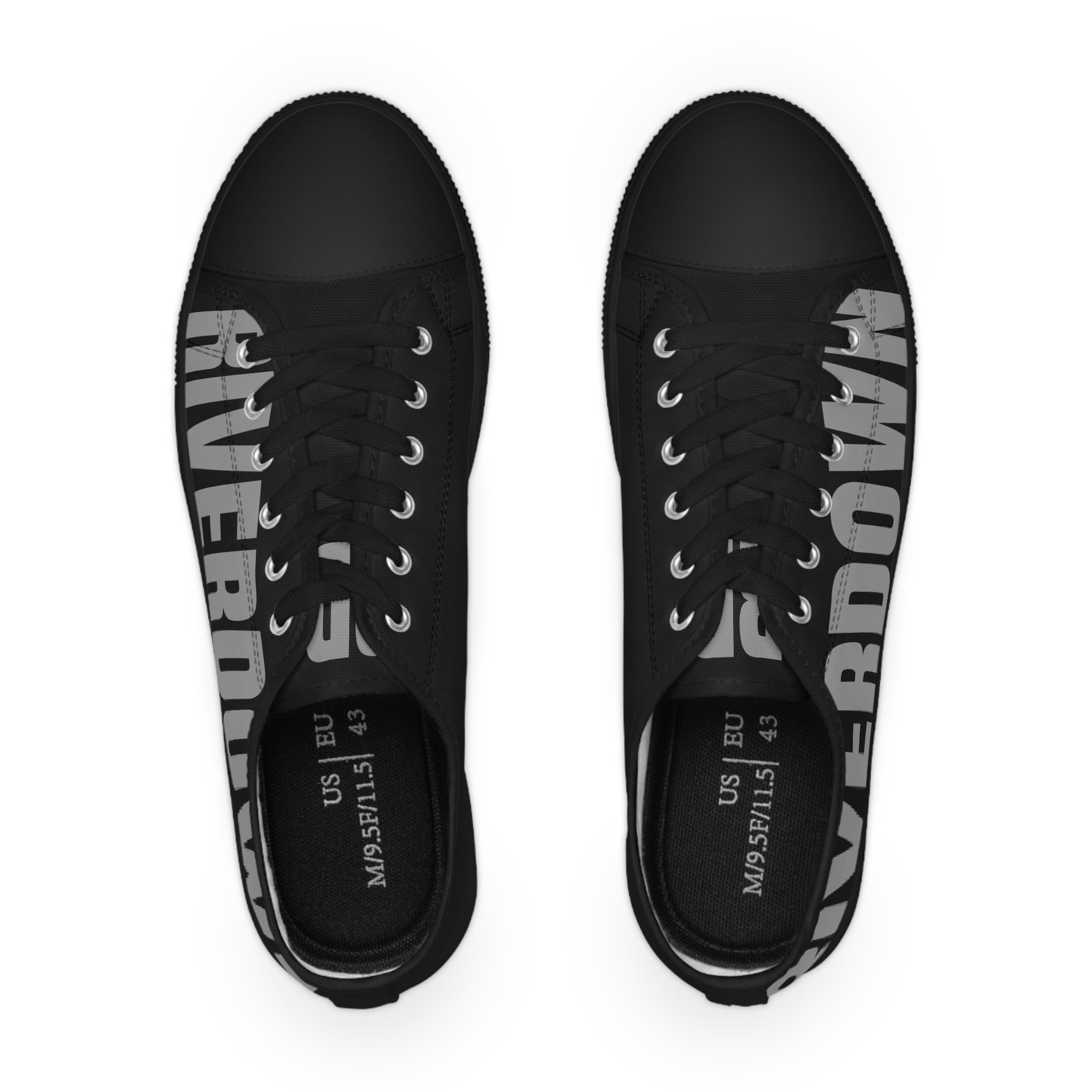 81 - Men's Black Low Top Sneakers — Black & White Graphic Canvas