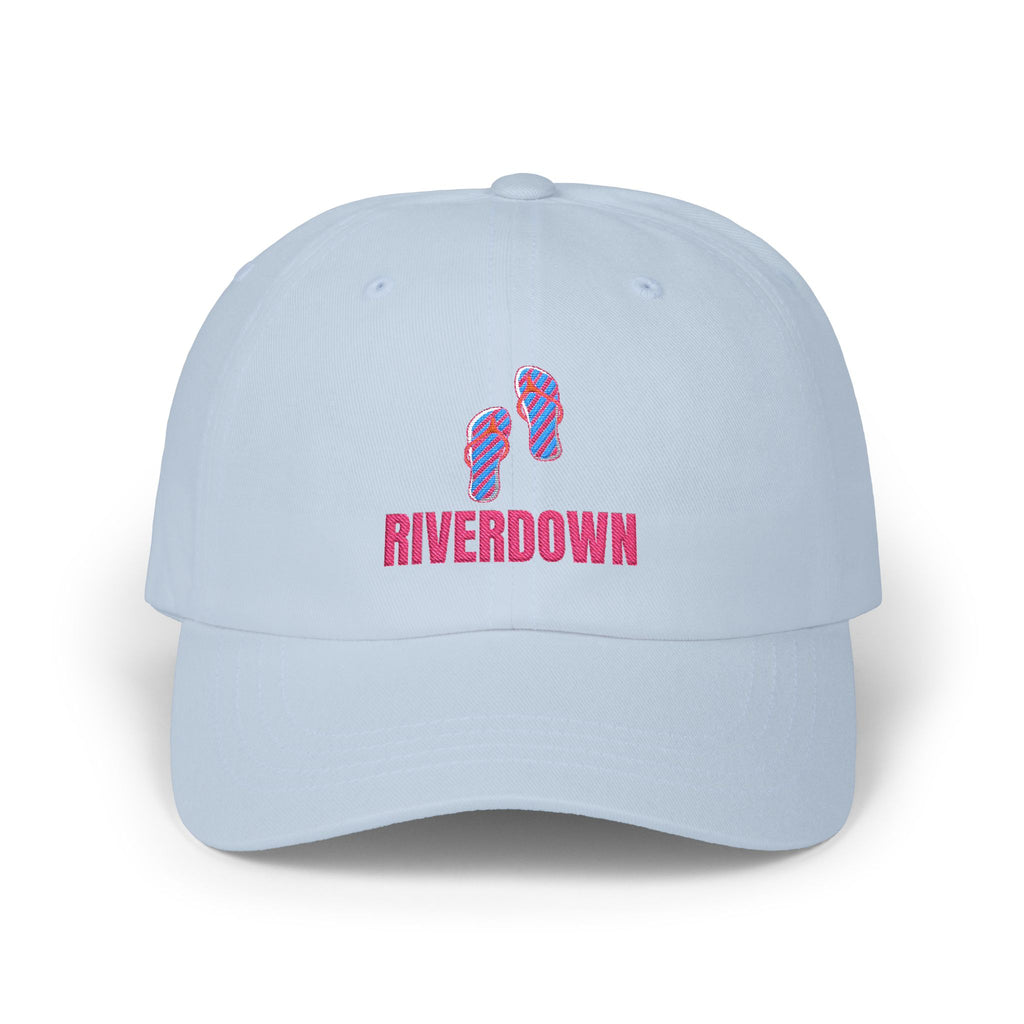 92 - Sandals Pink - Dad Cap — Riverdown Flip-Flop Logo Embroidered Hat