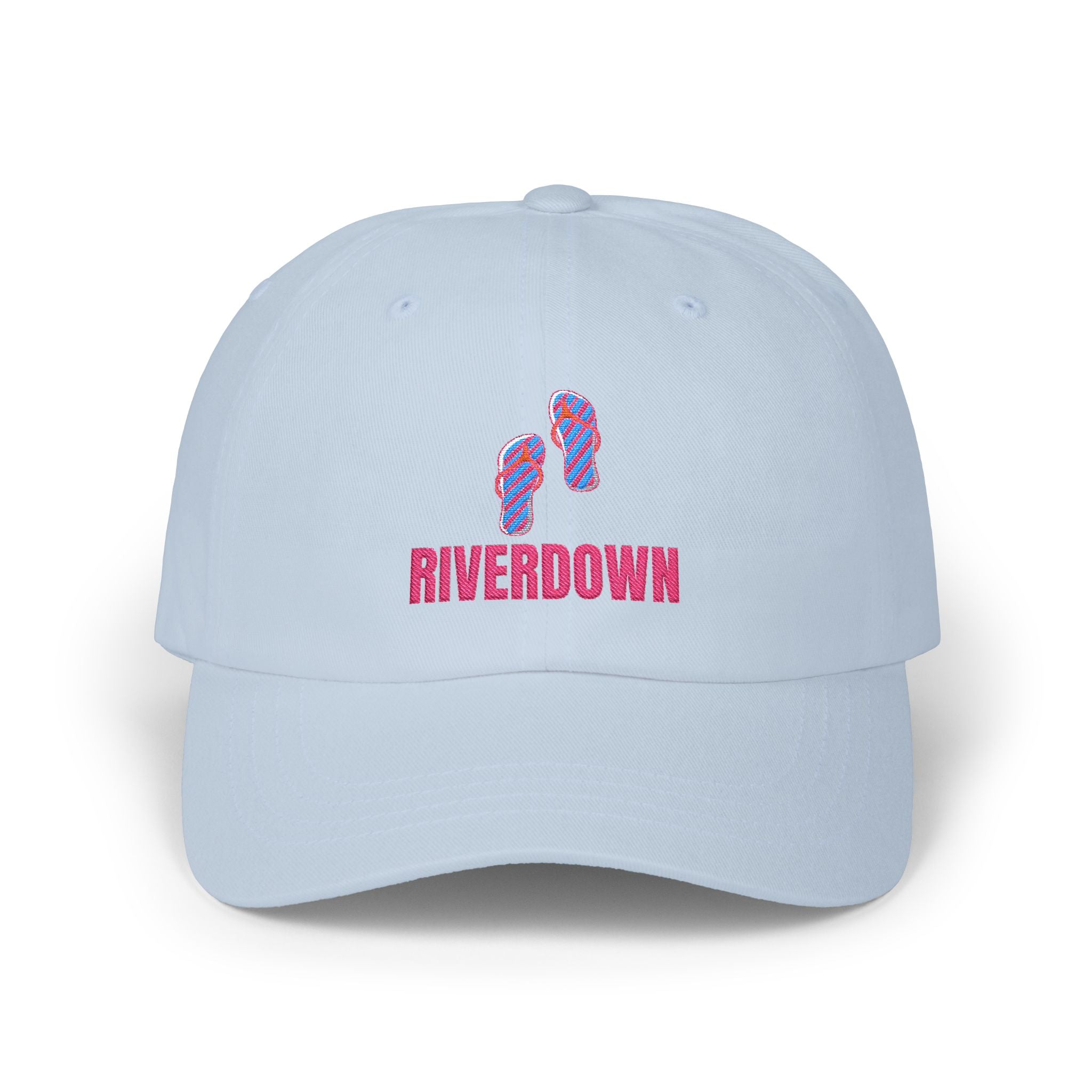 92 - Sandals Pink - Dad Cap — Riverdown Flip-Flop Logo Embroidered Hat