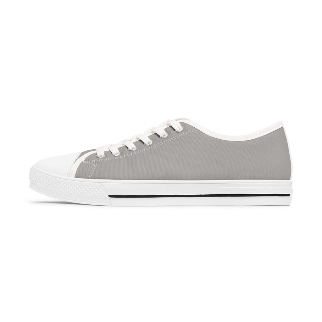 81 - Women’s Grey Low Top Sneakers — Casual Women's Canvas Shoes with Black Logo Accent