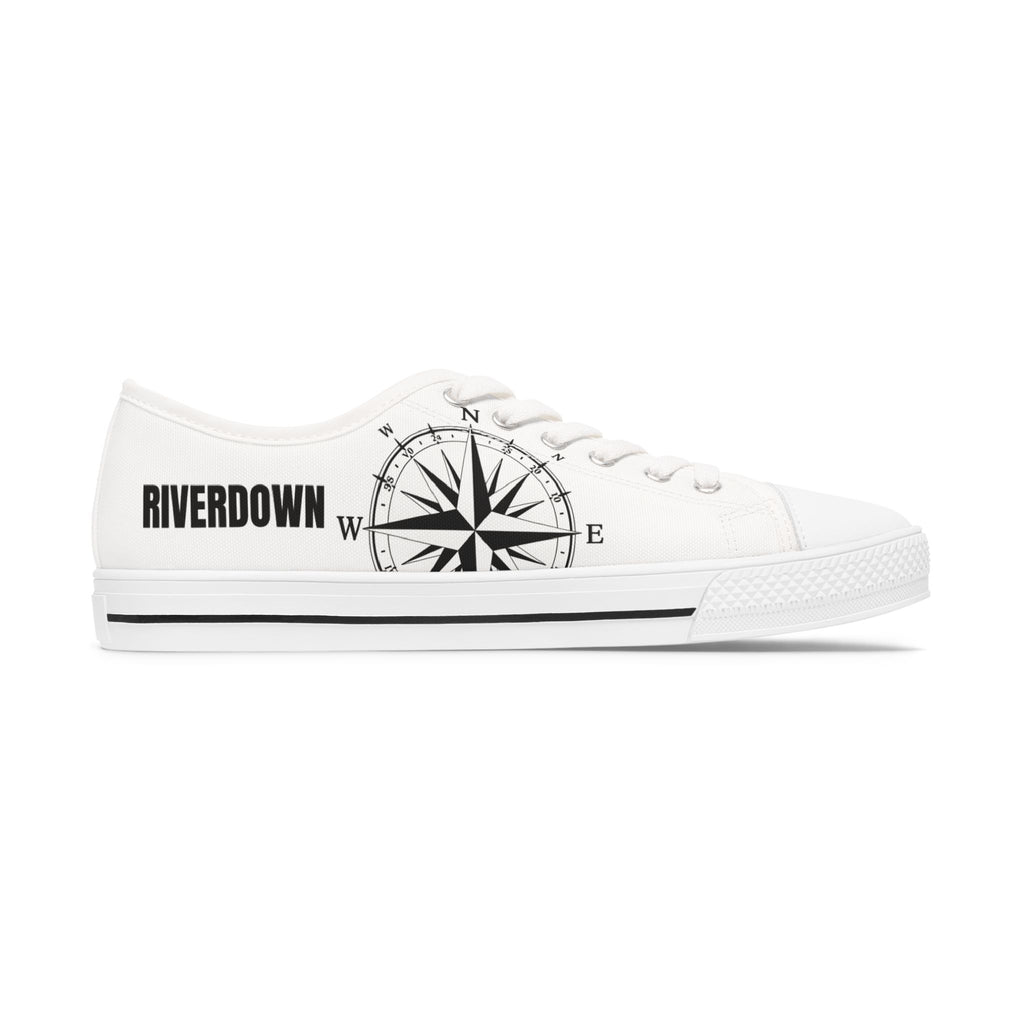 81 - Women’s Compass Low Top Sneakers — Nautical Compass Graphic Casual Canvas Shoes