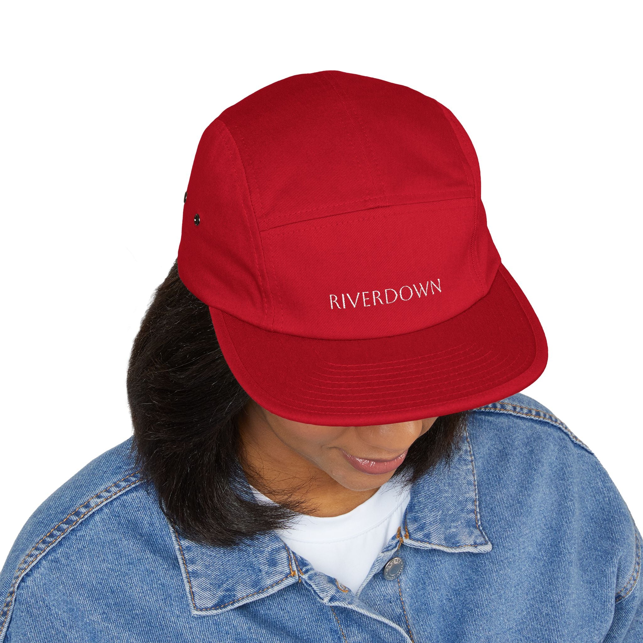 92 - Riverdown Embroidered 5-Panel Cap — Minimal Logo Hat for Everyday Wear