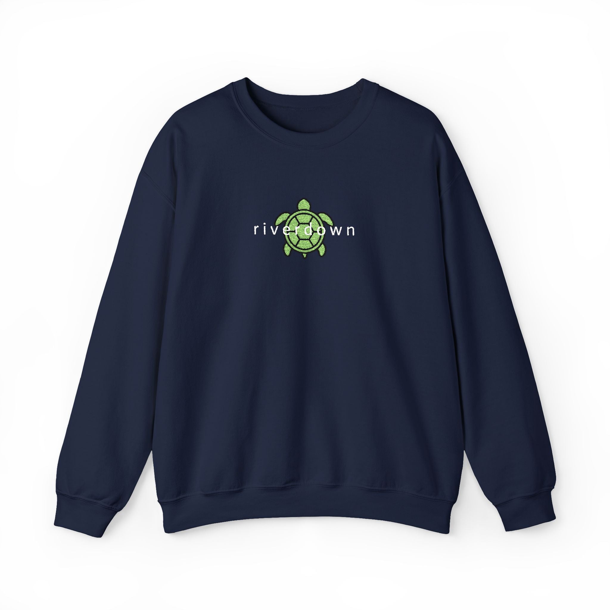 3 - Crewneck Embroidered Sea Turtle Sweatshirt —Anchor  'Riverdown' Anchor Logo Minimalist Nautical Pullover
