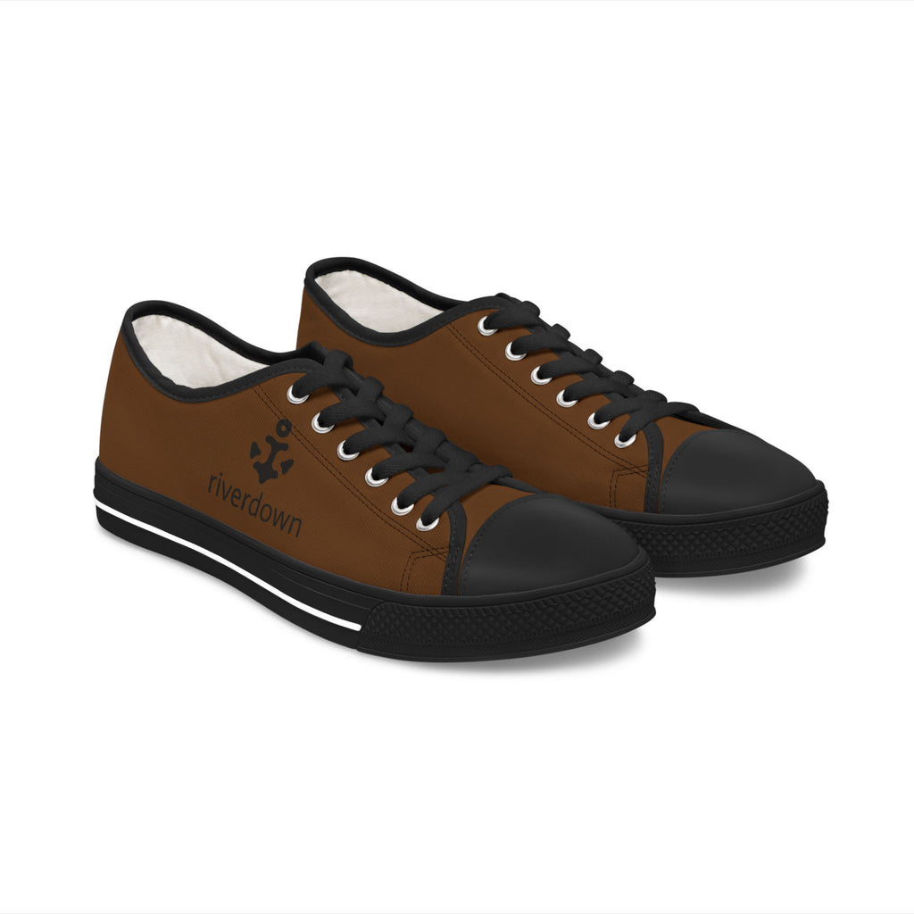 81 - Women's Sailing Anchor - Low Top Sneakers — Minimal White Canvas Shoes with Small Side Logo
