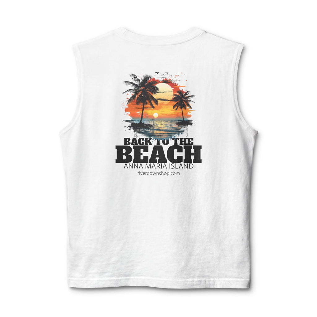 14 - Back to the Beach Muscle Tank — Retro Palm Court Summer Tank Top