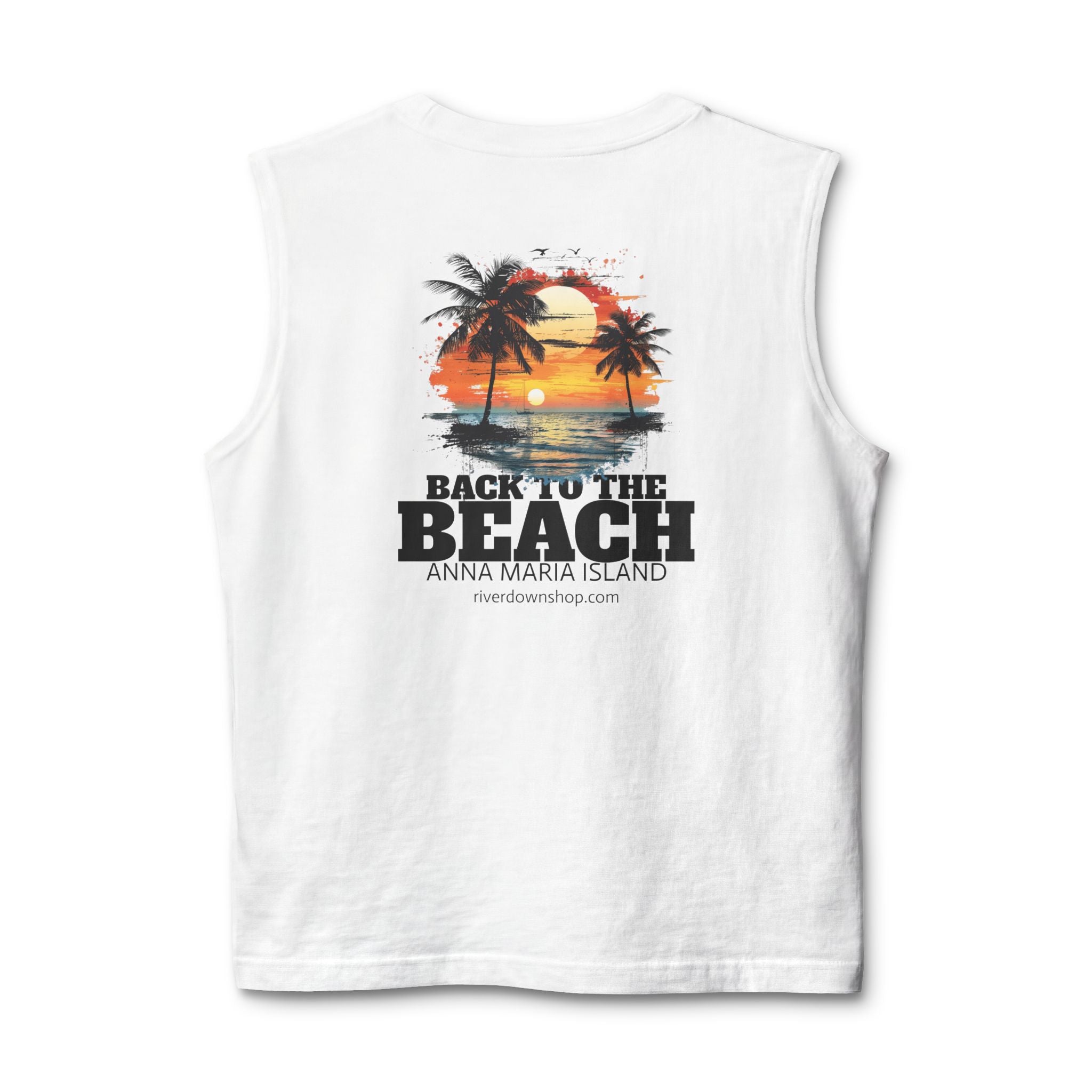 14 - Back to the Beach Muscle Tank — Retro Palm Court Summer Tank Top
