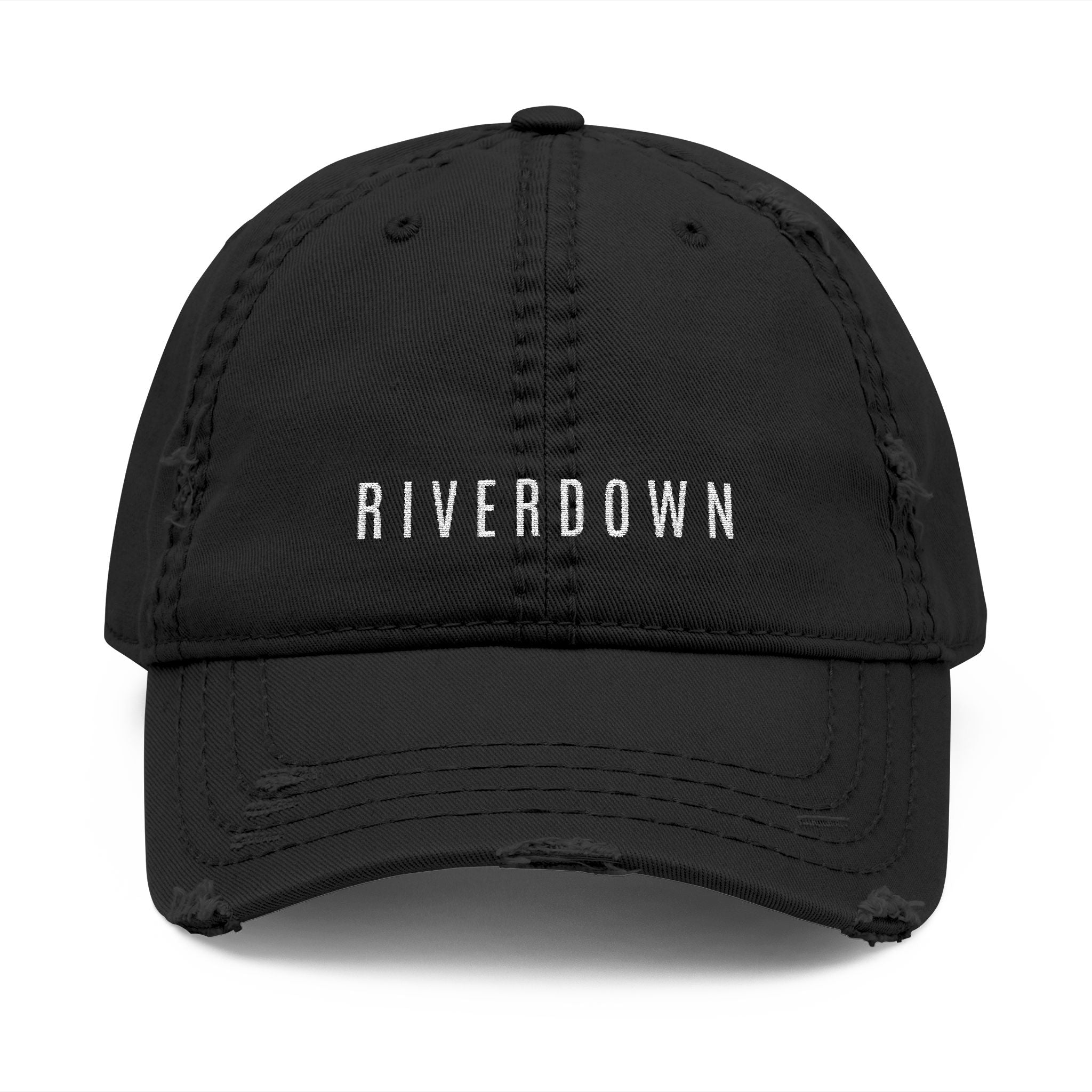 92 - Riverdown Embroidered Distressed Dad Hat - Embroidered Vintage Beach Cap