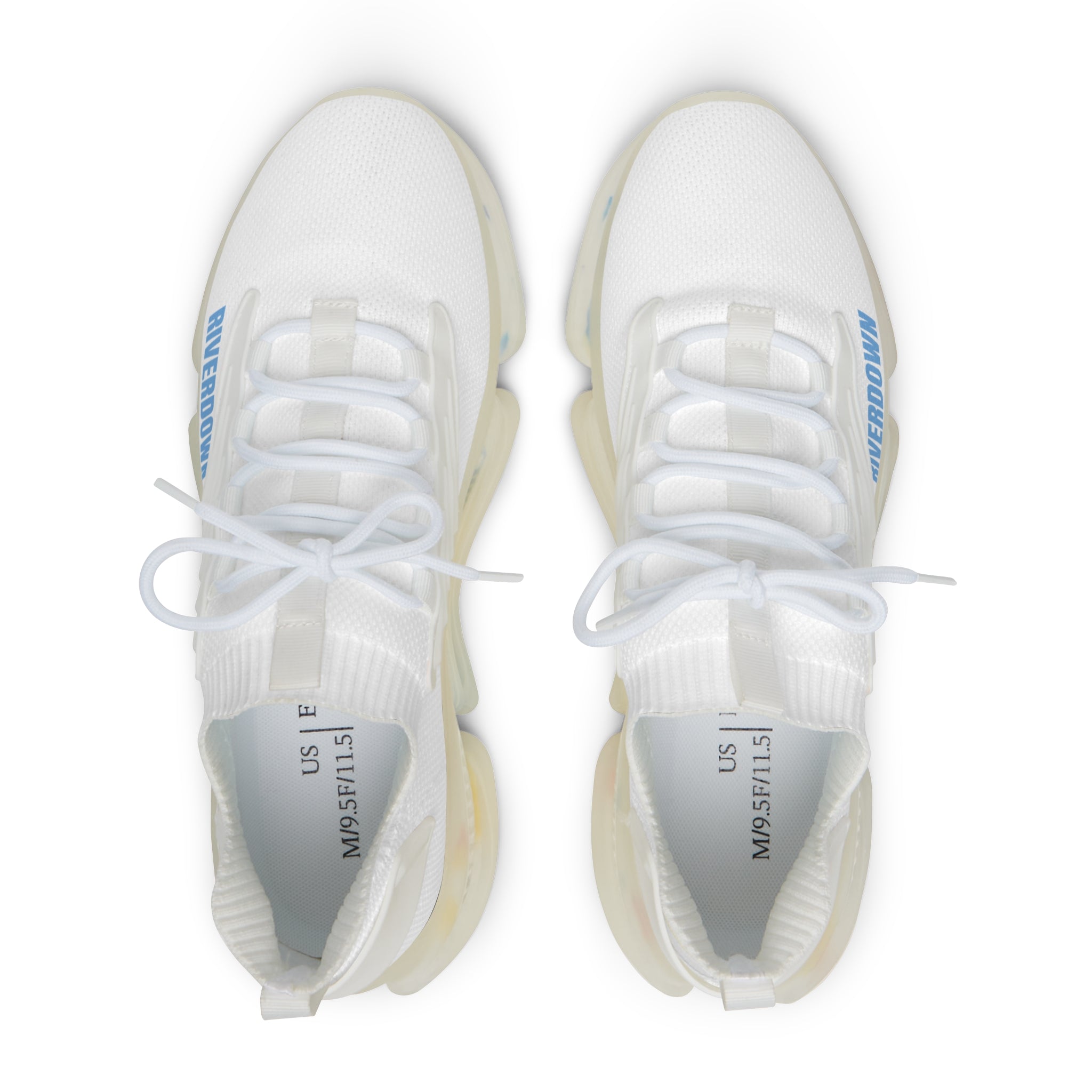 81 - Men's White Mesh Sneakers — Lightweight Breathable Athletic Shoes with 'RIVERDOWN' Accent