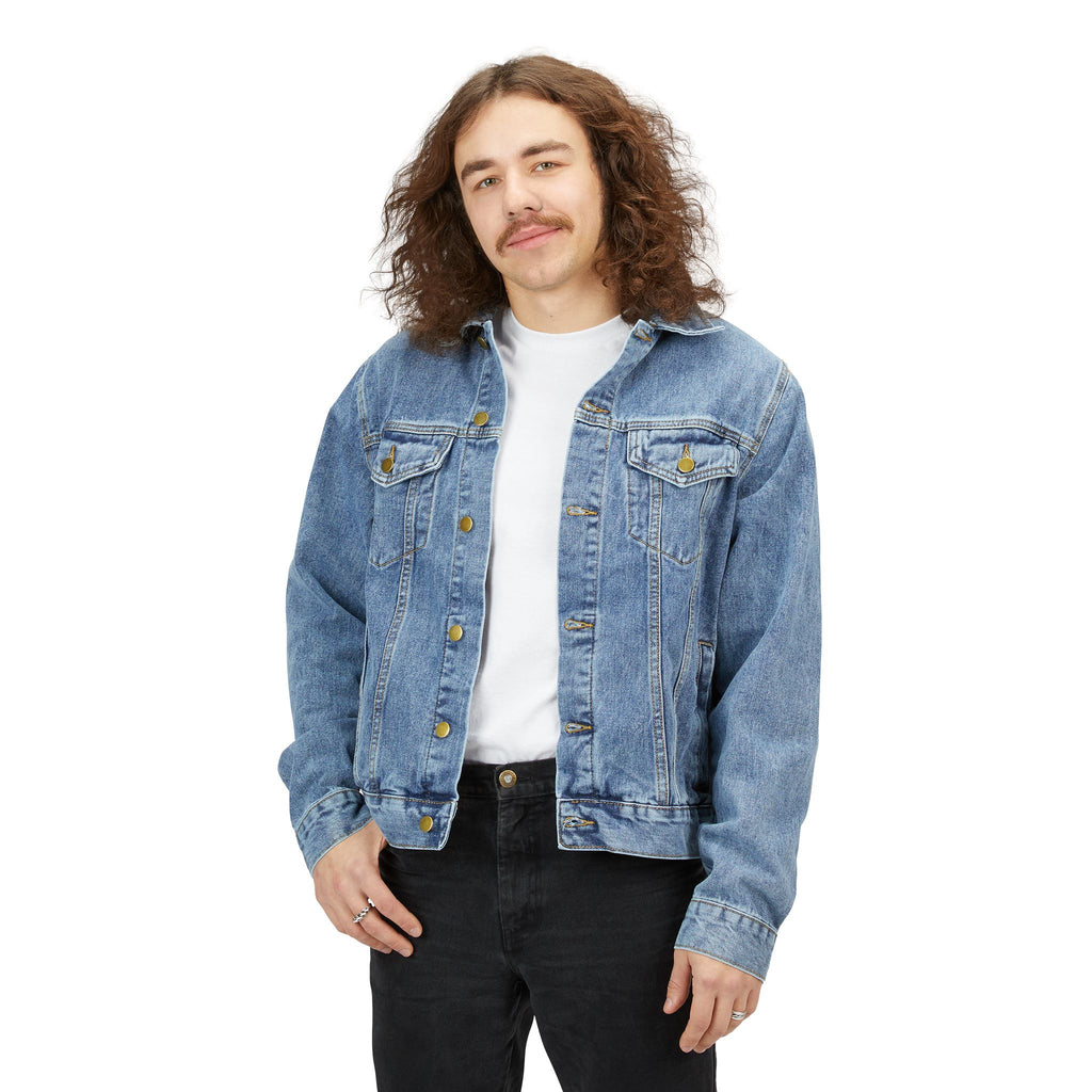 52 - Jacket Denim — Minimal Monogram RD Back Logo, Men's Casual Jean Jacket