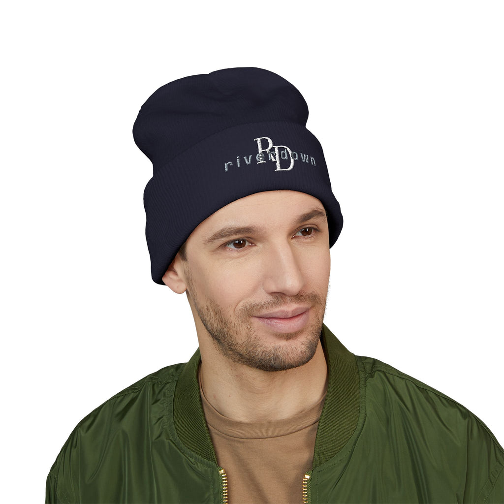 92 - RD Embroidered Cuffed Beanie — Classic Knit Hat, Bold Yellow