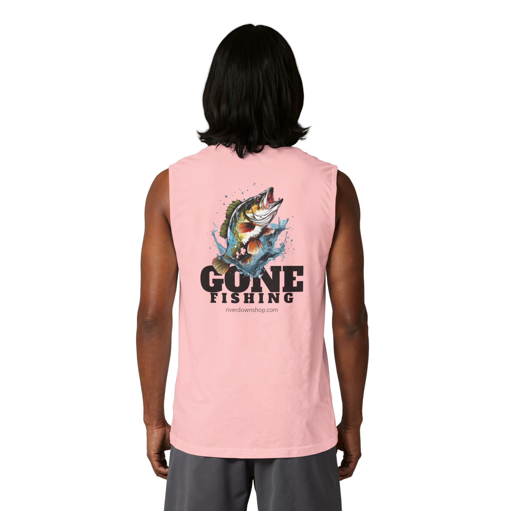 14 - Gone Fishing Muscle Tank — Retro Palm Court Summer Tank Top
