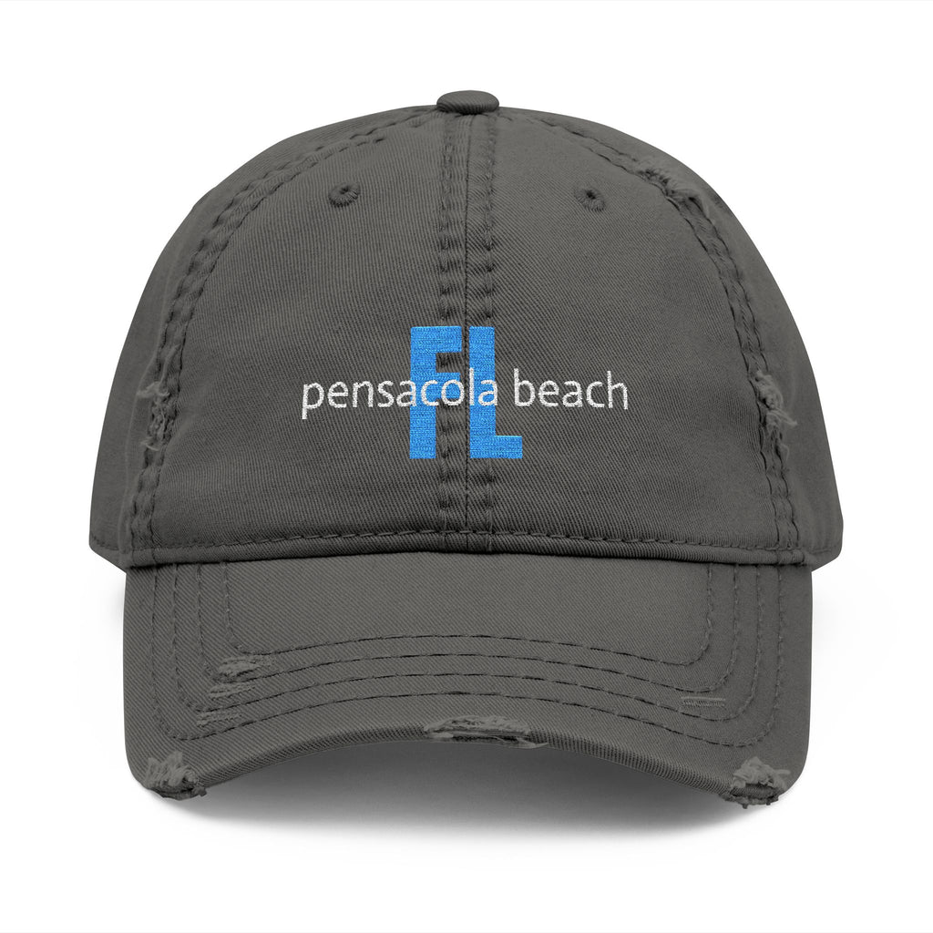 935 - Pensacola Beach Embroidered Distressed Dad Hat - Embroidered Vintage Beach Cap