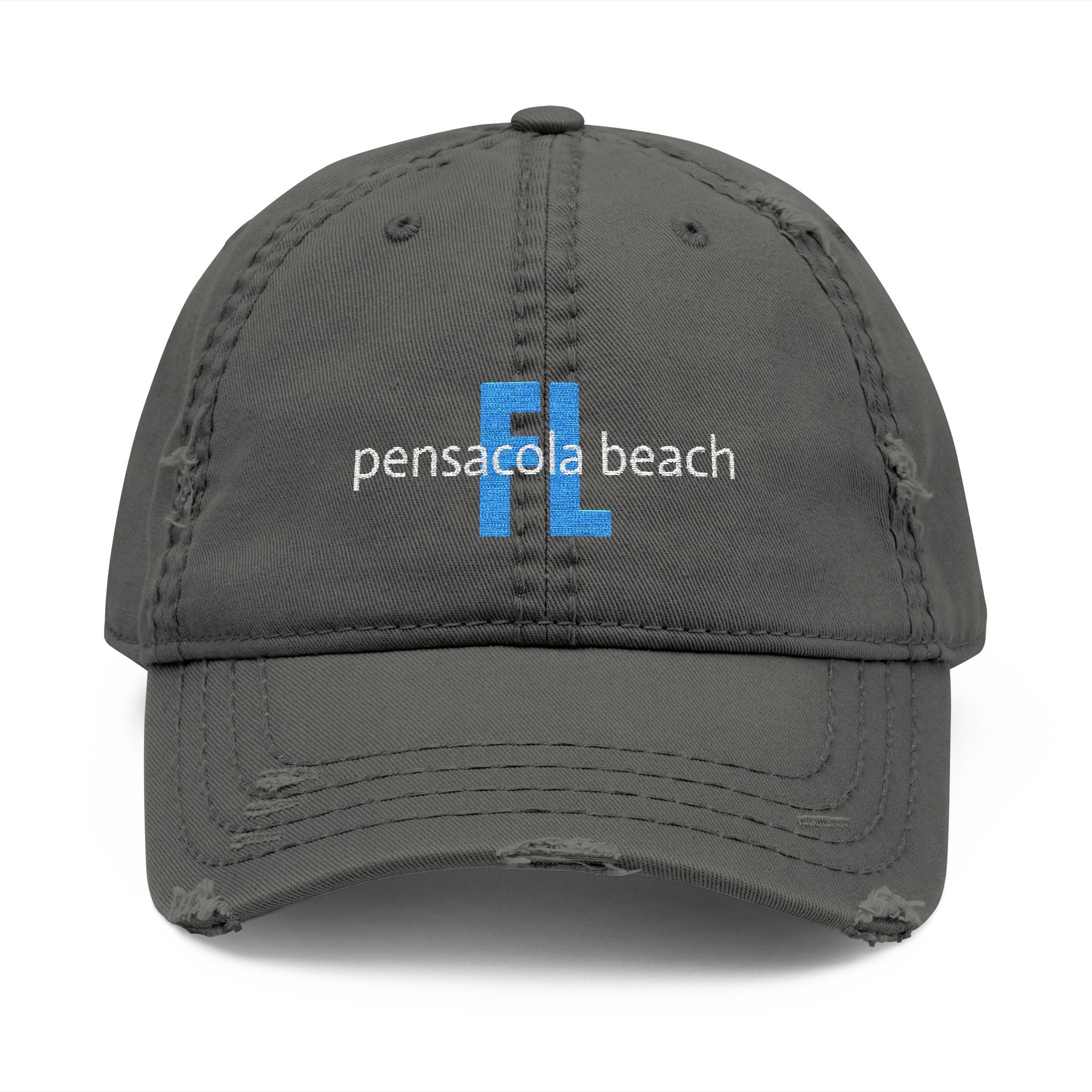 935 - Pensacola Beach Embroidered Distressed Dad Hat - Embroidered Vintage Beach Cap