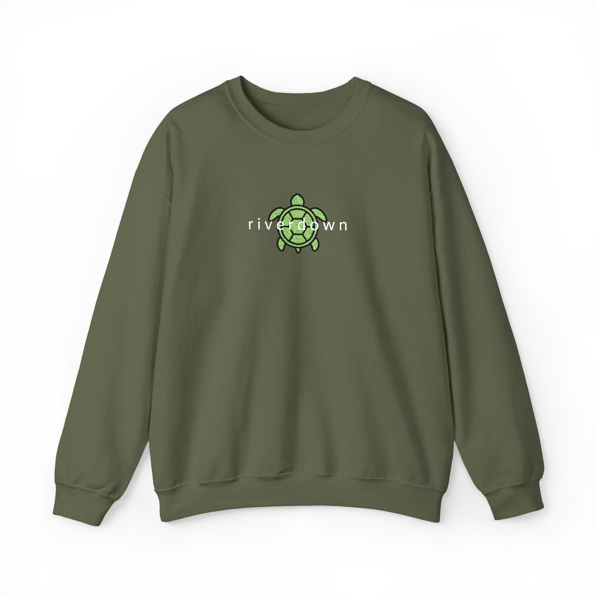3 - Crewneck Embroidered Sea Turtle Sweatshirt —Anchor  'Riverdown' Anchor Logo Minimalist Nautical Pullover