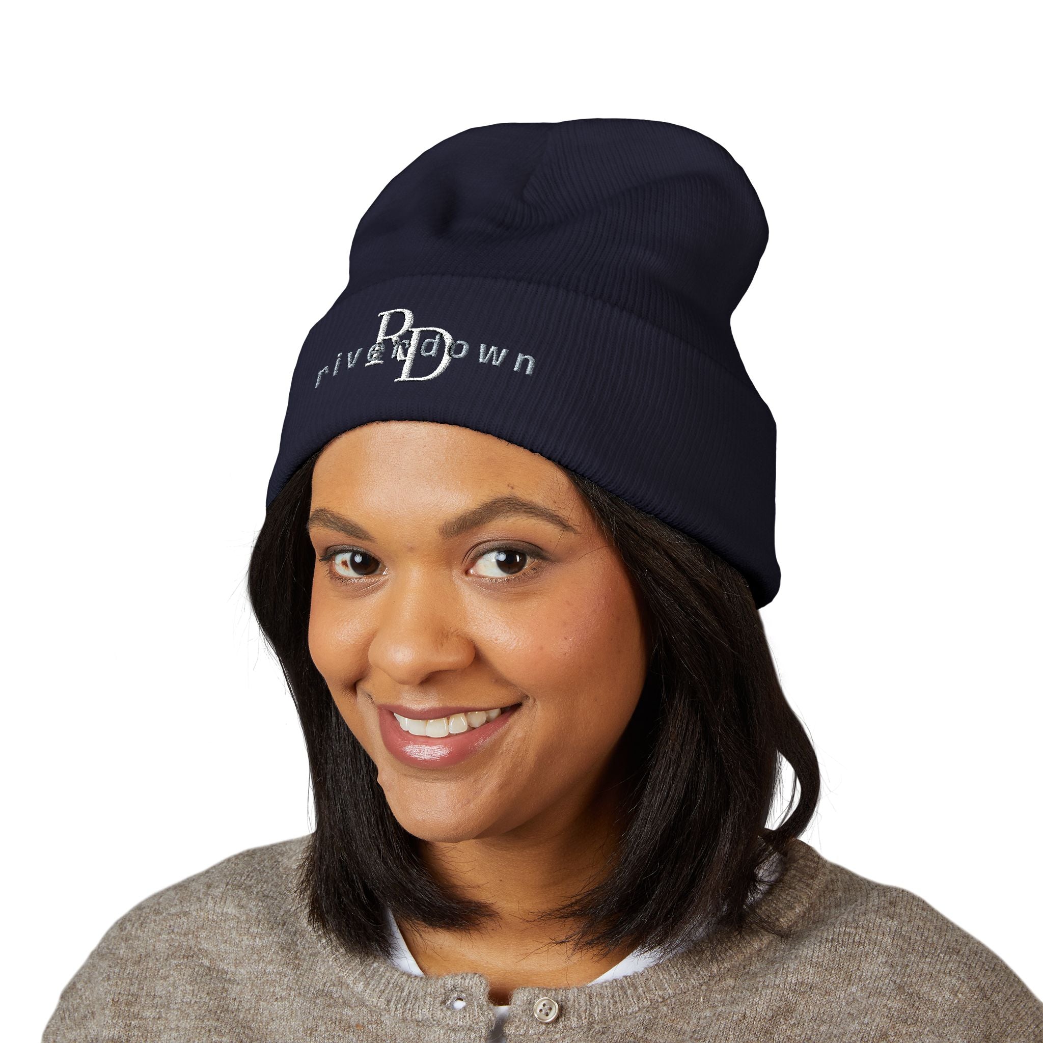 92 - RD Embroidered Cuffed Beanie — Classic Knit Hat, Bold Yellow