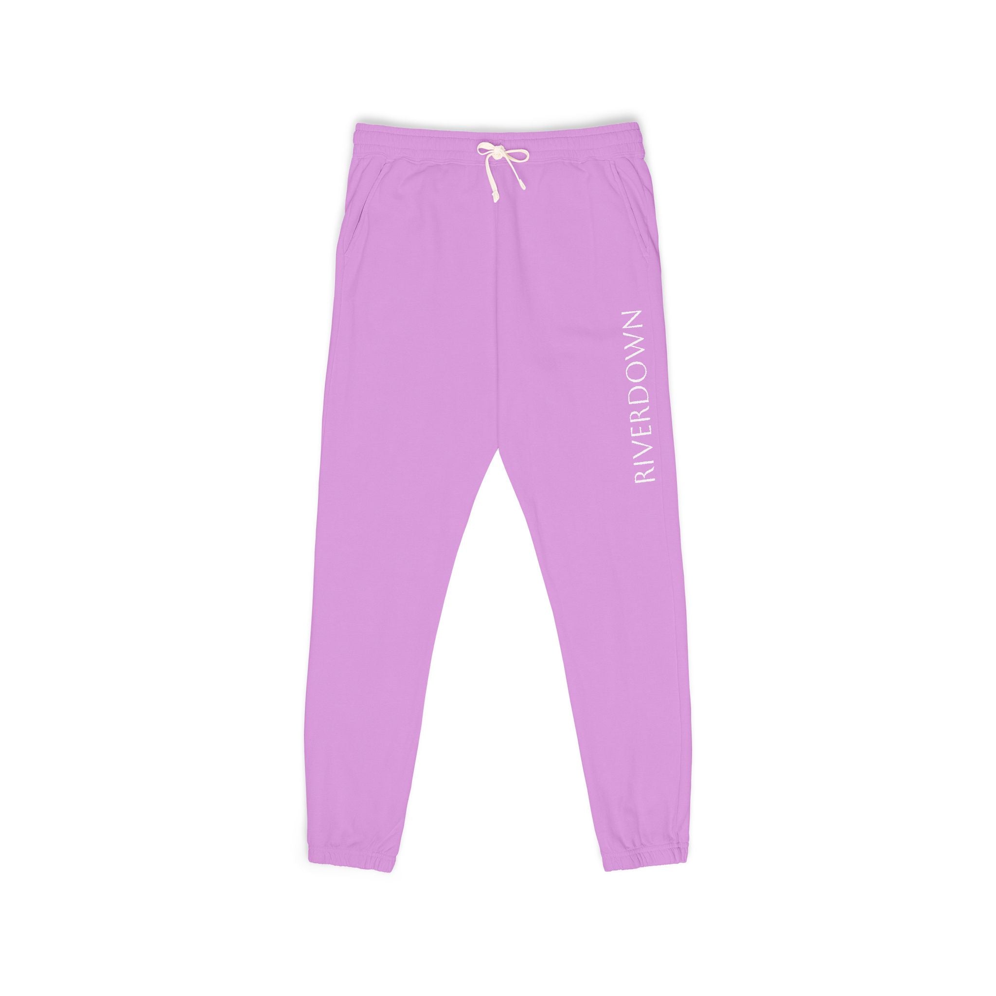 6 - Pants Sweats Vertical Script Multi Colors Joggers — Cozy Garment-Dyed Fleece Sweatpants with Side Text