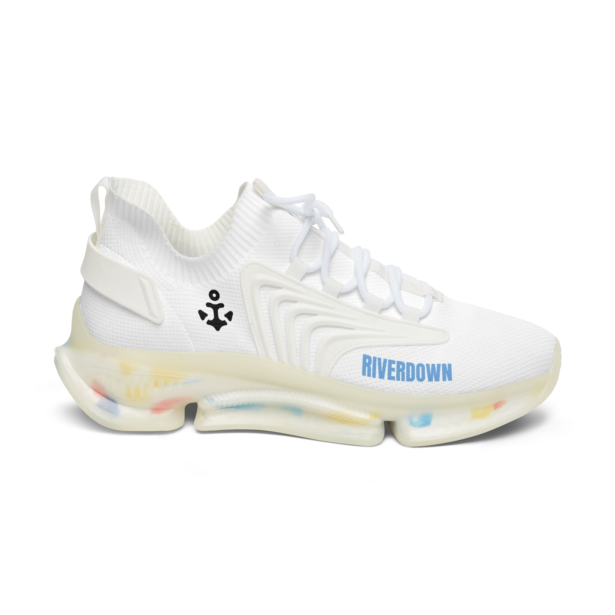81 - Women’s White Mesh Sneakers – Lightweight Breathable Athletic Shoes with Color-Accent Sole