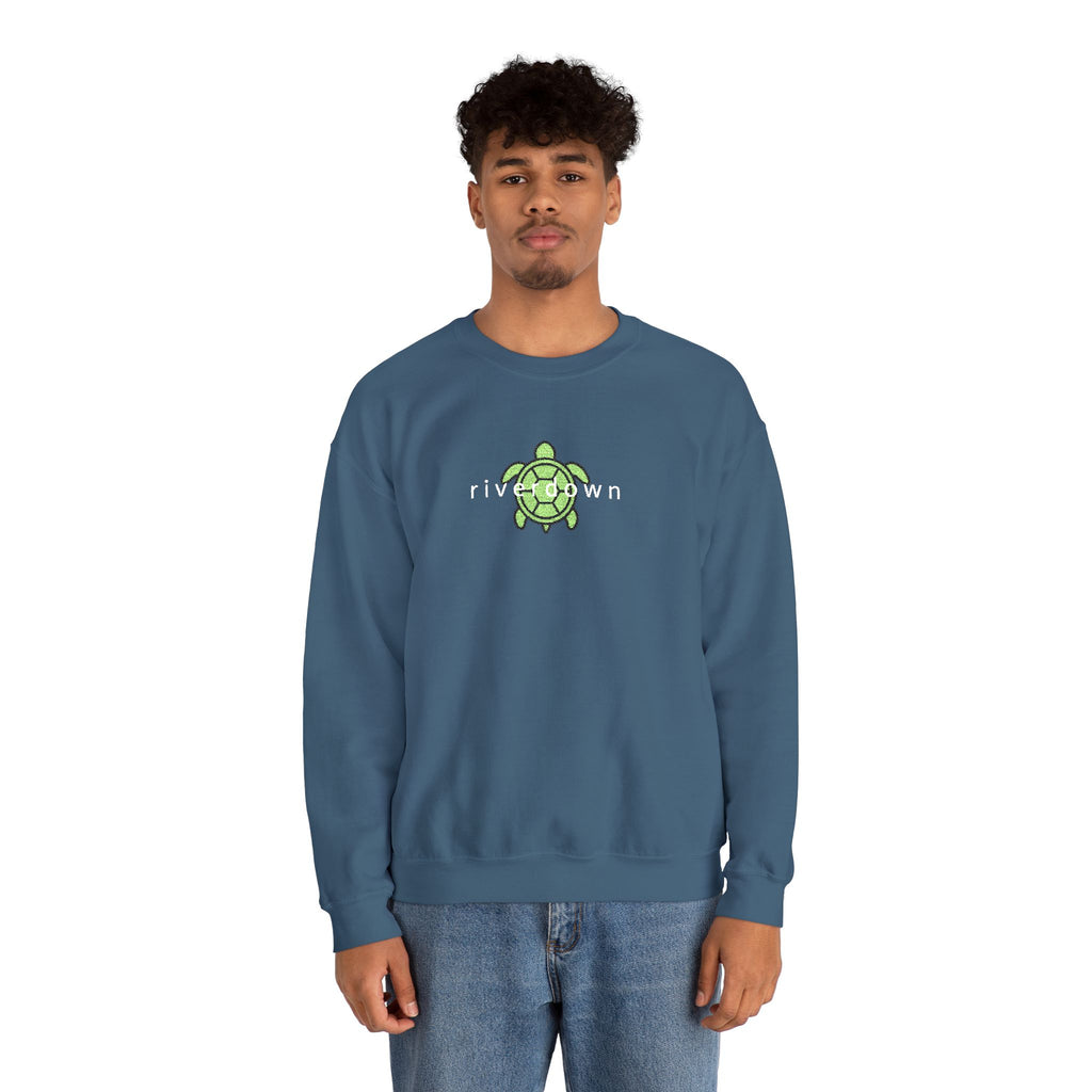 3 - Crewneck Embroidered Sea Turtle Sweatshirt —Anchor  'Riverdown' Anchor Logo Minimalist Nautical Pullover