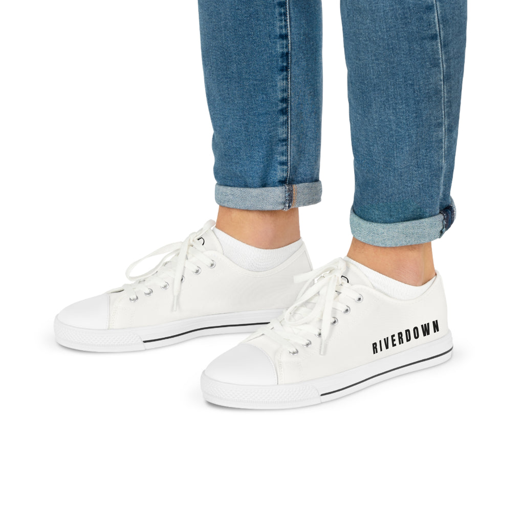 81 - Men's White Cap Low-Top Sneakers — Casual Canvas Trainers