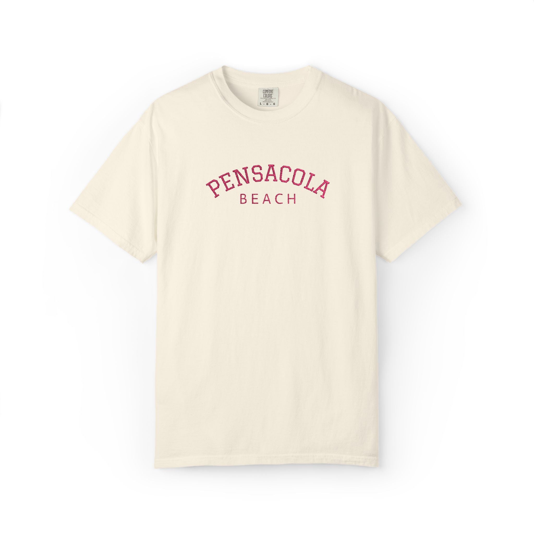 9311 - Embroidered Pensacola Beach Logo T-Shirt — Soft Garment-Dyed Casual
