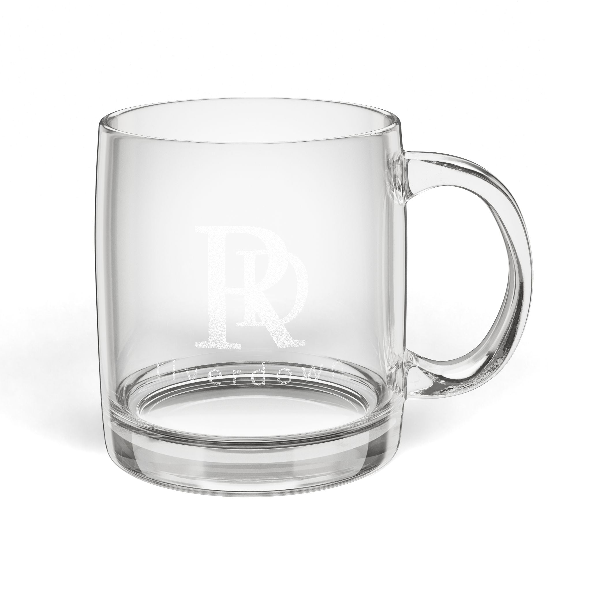 922 - Engraved Glass Coffee Mug — 12.25oz Clear Personalized Mug