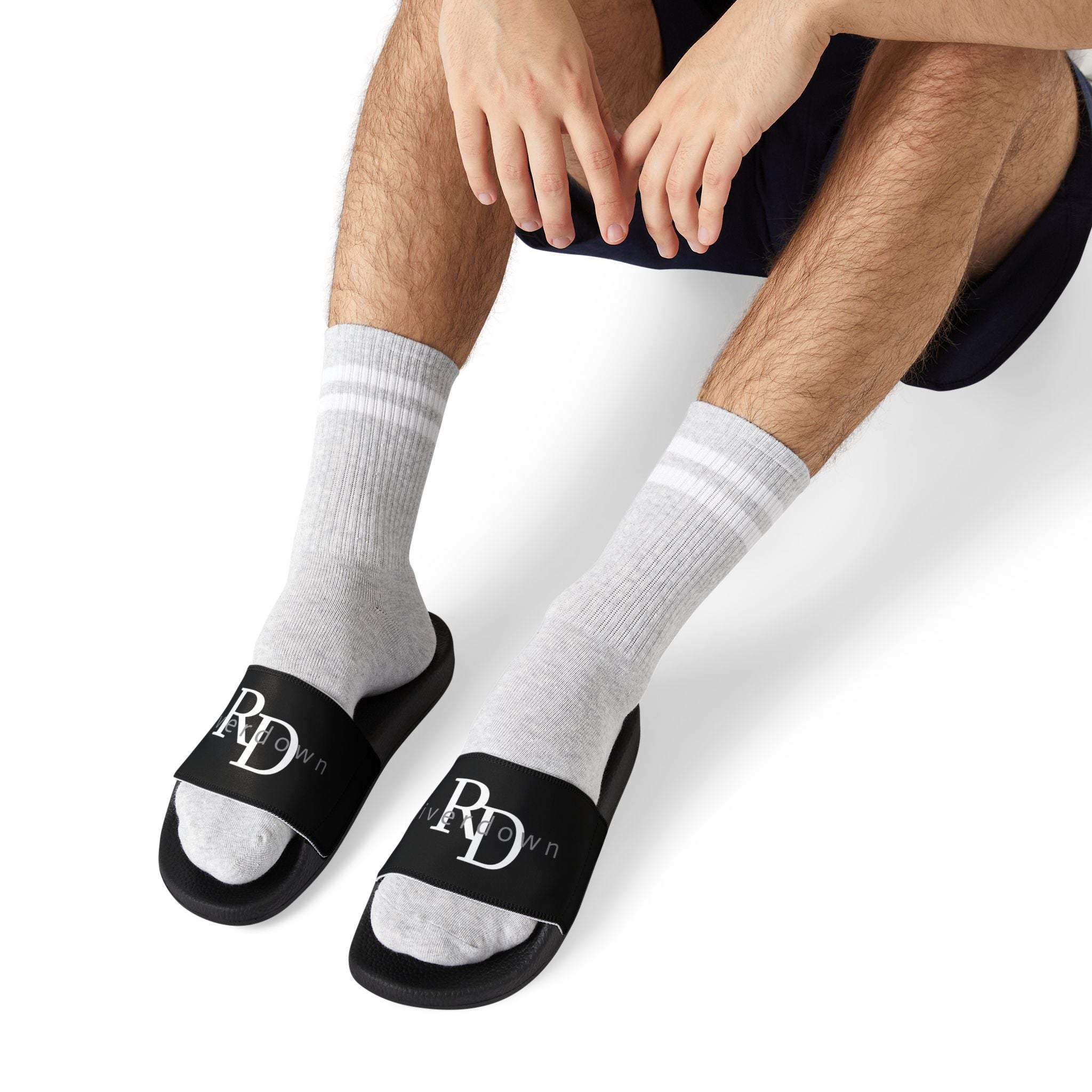 81 - Men's Black Slide Sandals — Customizable Removable-Strap Slides with Logo