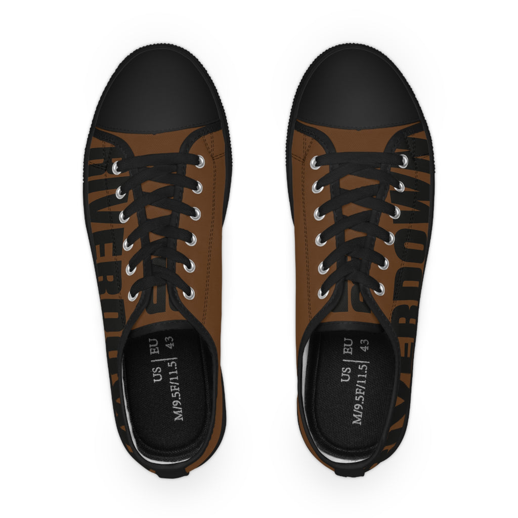 81 - Men's Brown Low Top Sneakers — Black & White Graphic Canvas