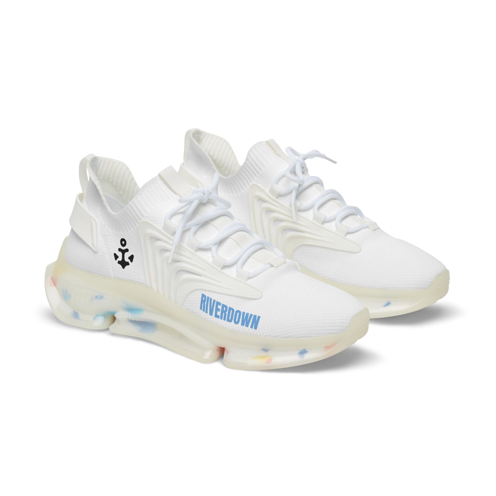 81 - Men's White Mesh Sneakers — Lightweight Breathable Athletic Shoes with 'RIVERDOWN' Accent
