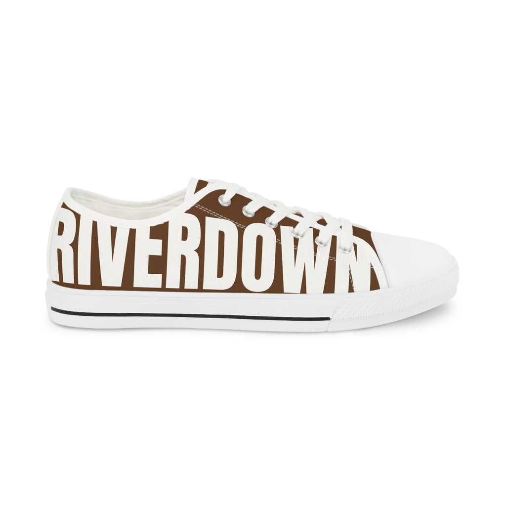 81 - Men's Brown Low Top Sneakers — Black & White Graphic Canvas