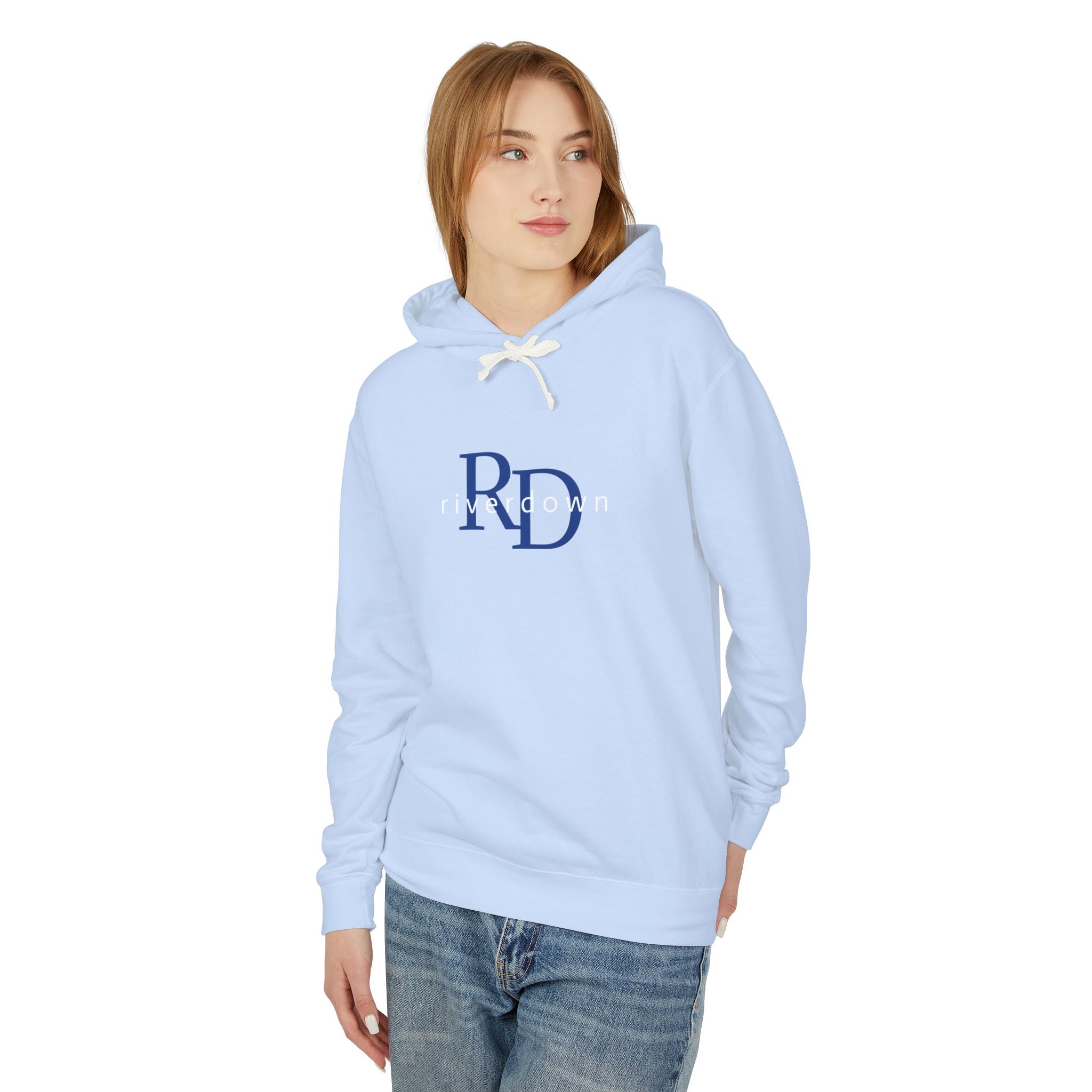 4 - Hoodie Multi Colors Collegiate Logo Hoodie — Lightweight Pastel Blue Sweatshirt