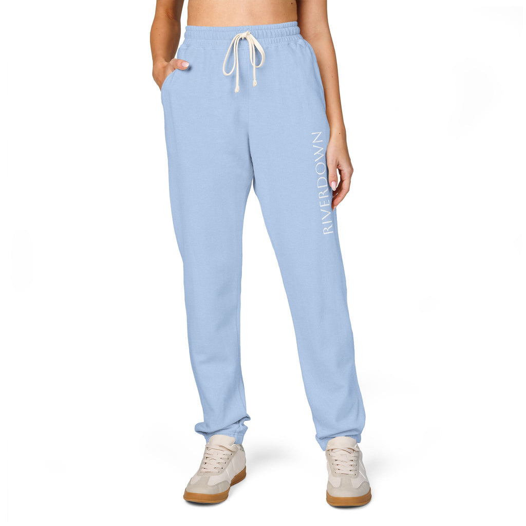 6 - Pants Sweats Vertical Script Multi Colors Joggers — Cozy Garment-Dyed Fleece Sweatpants with Side Text