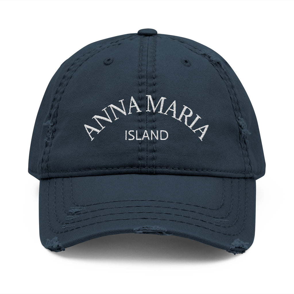 92 - Anna Maria Island Embroidered Distressed Dad Hat - Embroidered Vintage Beach Cap