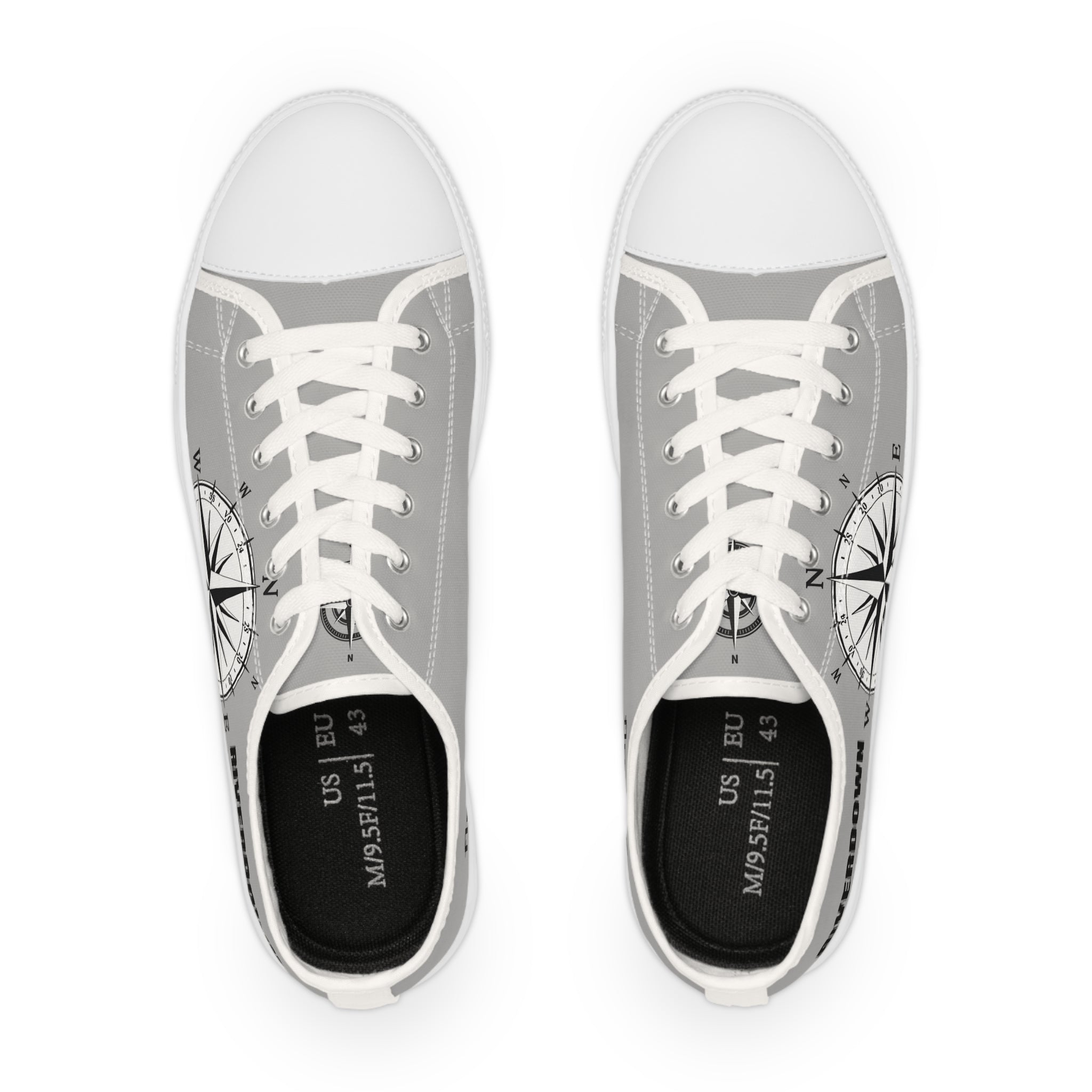 81 - Men’s Compass Graphic Low Top Sneakers — Men's Nautical Casual Shoes