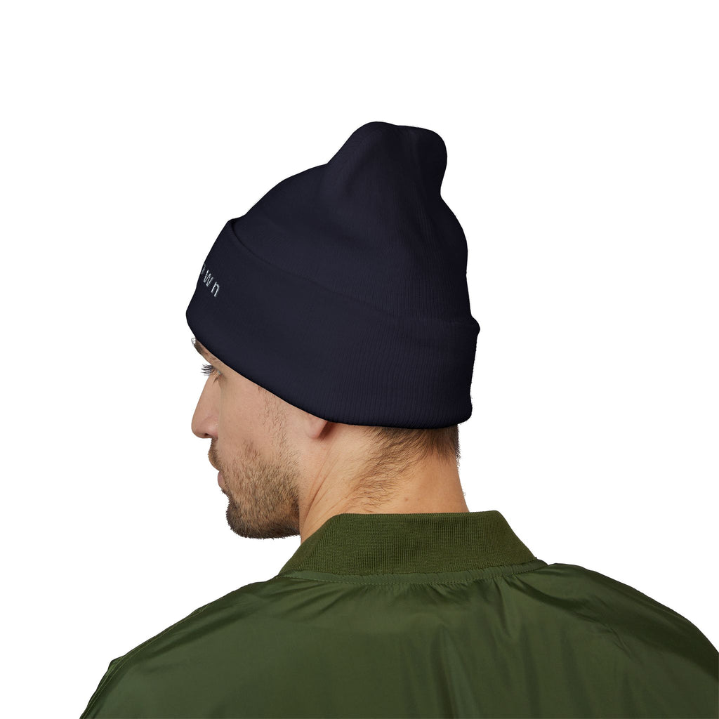 92 - RD Embroidered Cuffed Beanie — Classic Knit Hat, Bold Yellow