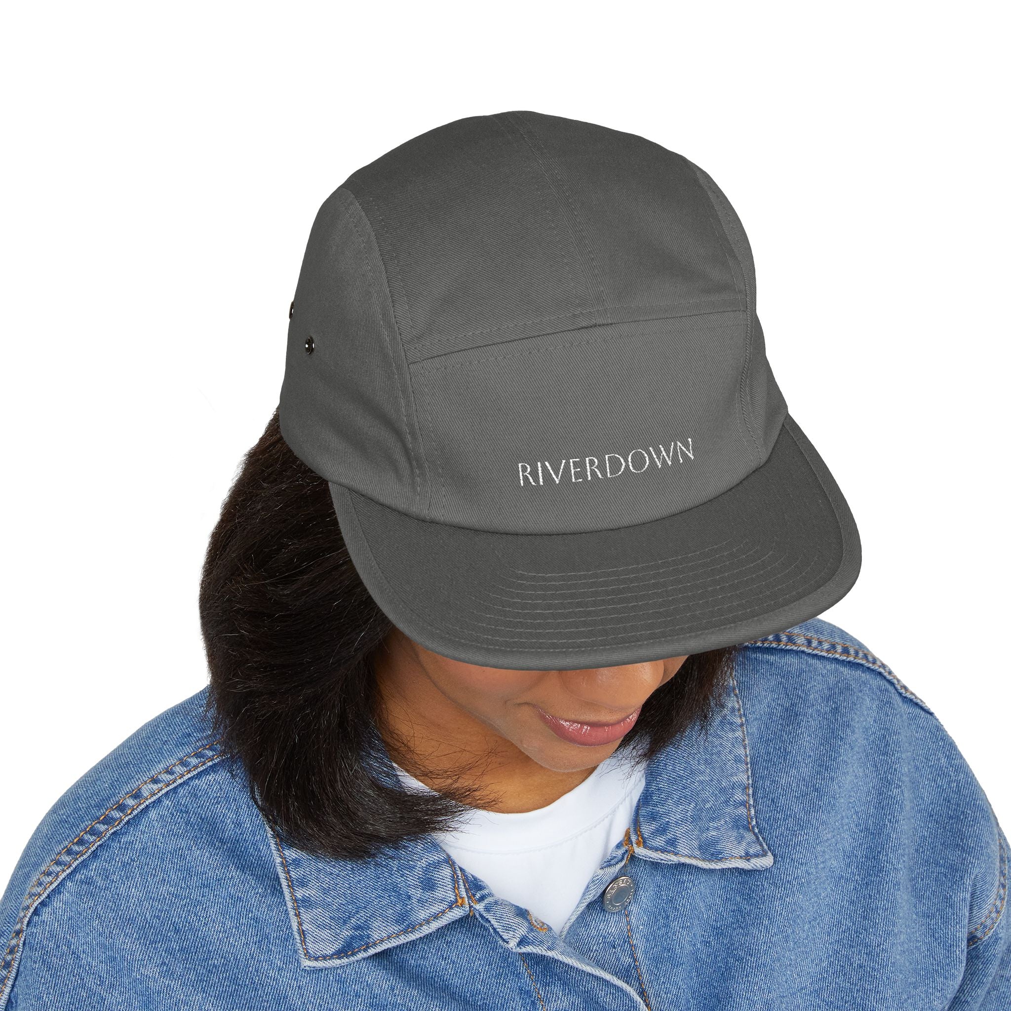 92 - Riverdown Embroidered 5-Panel Cap — Minimal Logo Hat for Everyday Wear