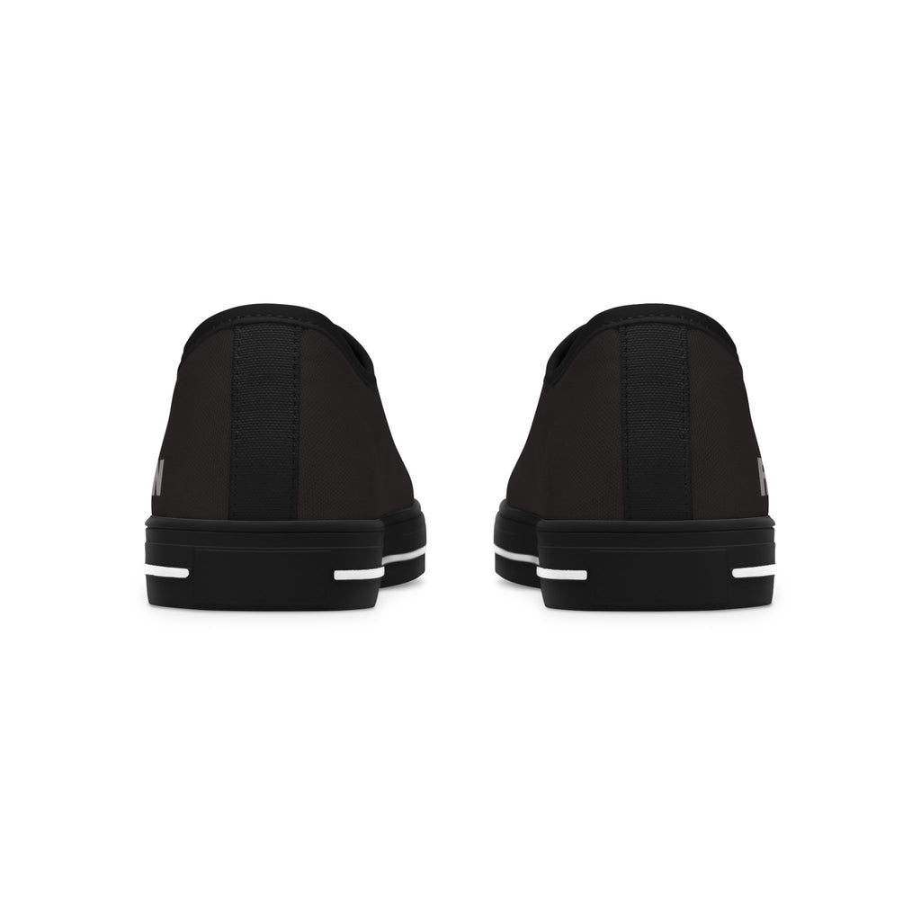 81 - Women's Night Low Top Sneakers — Minimal White Canvas Sneakers with 'RIVERDOWN' Side Text