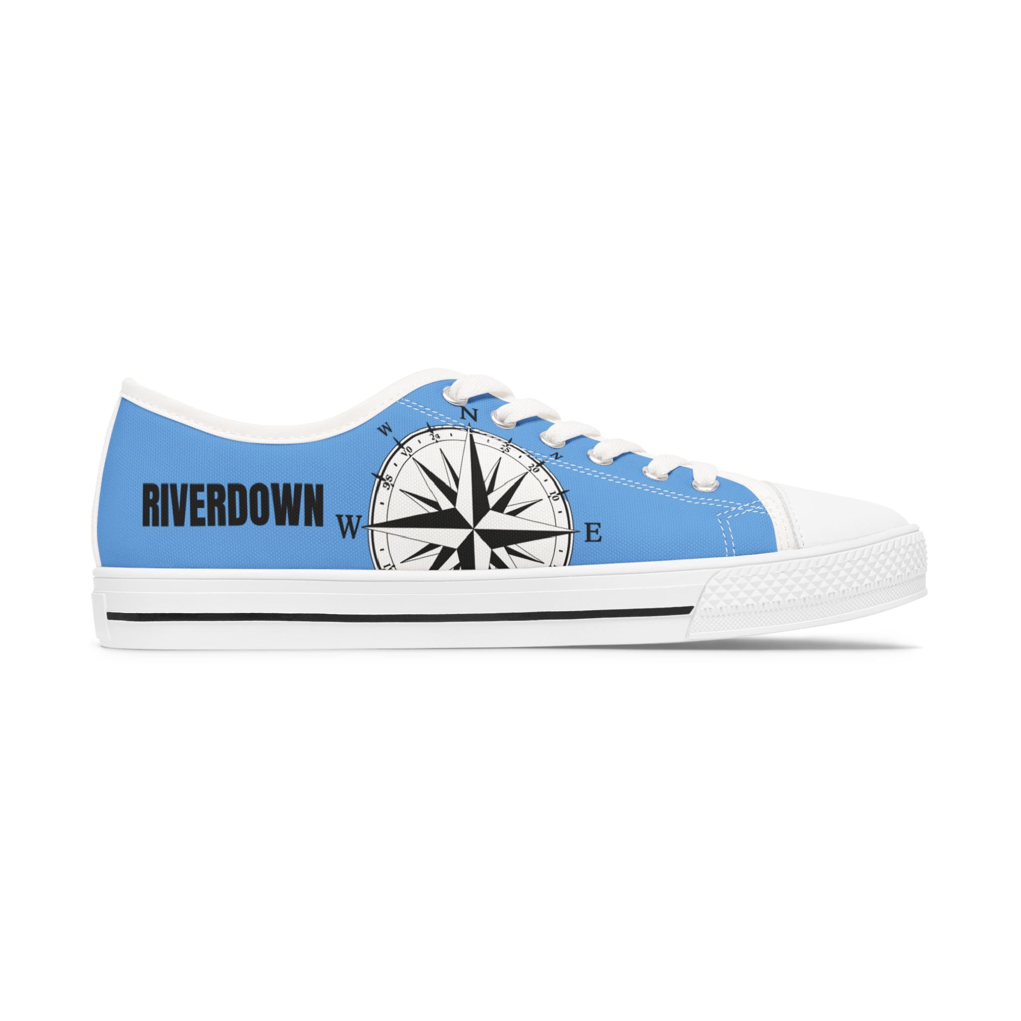 81 - Women’s Compass Low Top Sneakers — Nautical Compass Graphic Casual Canvas Shoes