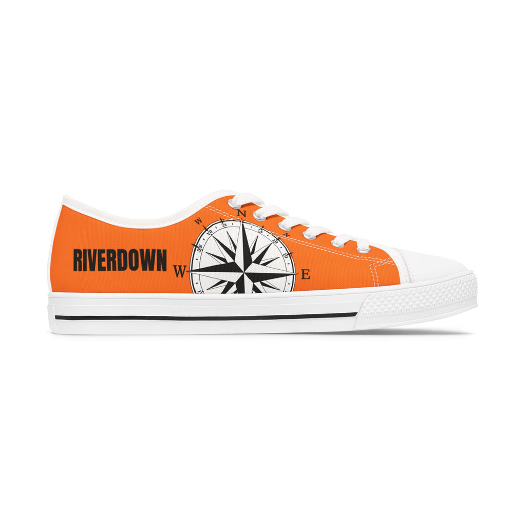 81 - Women’s Compass Low Top Sneakers — Nautical Compass Graphic Casual Canvas Shoes