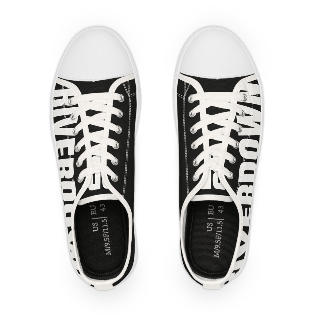 81 - Men's Black Low Top Sneakers — Black & White Graphic Canvas