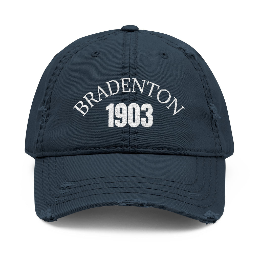 92 - 1903 Bradenton Embroidered Distressed Dad Hat - Embroidered Vintage Beach Cap