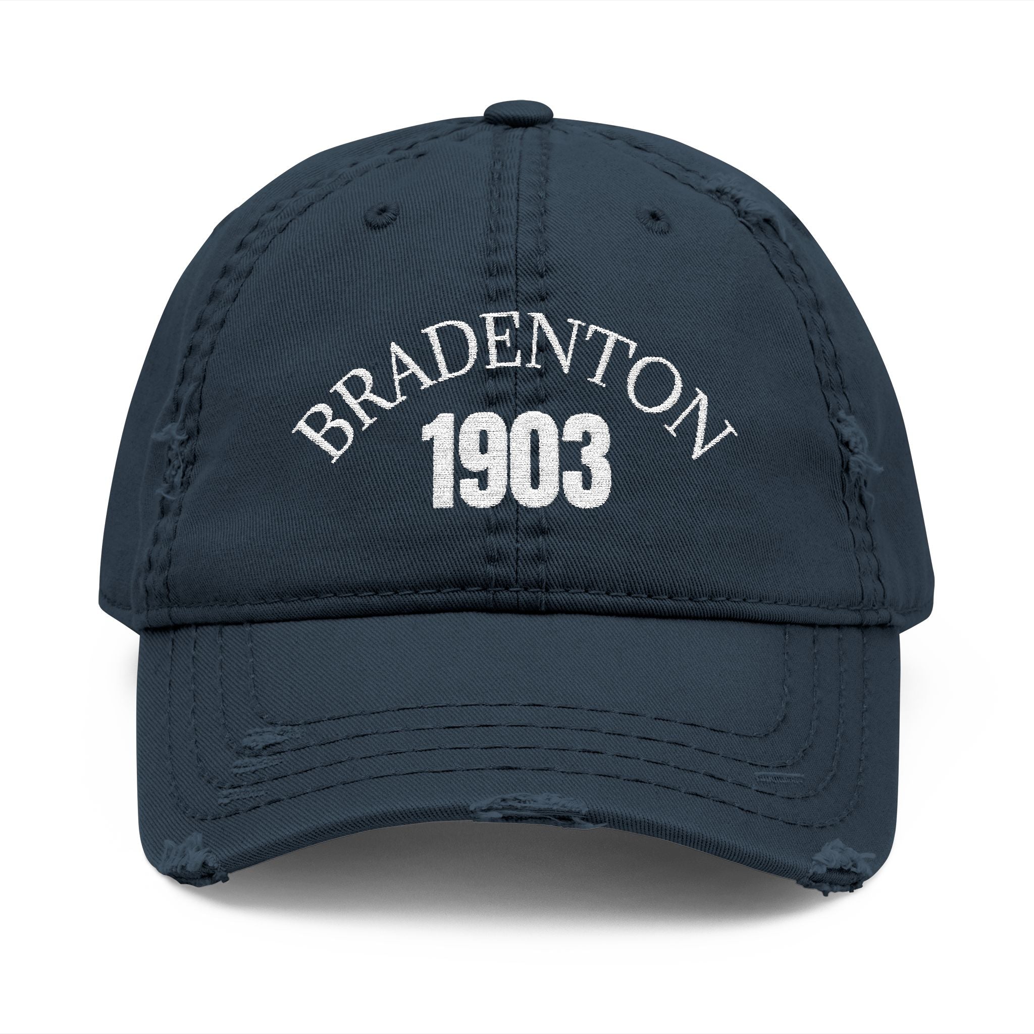 92 - 1903 Bradenton Embroidered Distressed Dad Hat - Embroidered Vintage Beach Cap