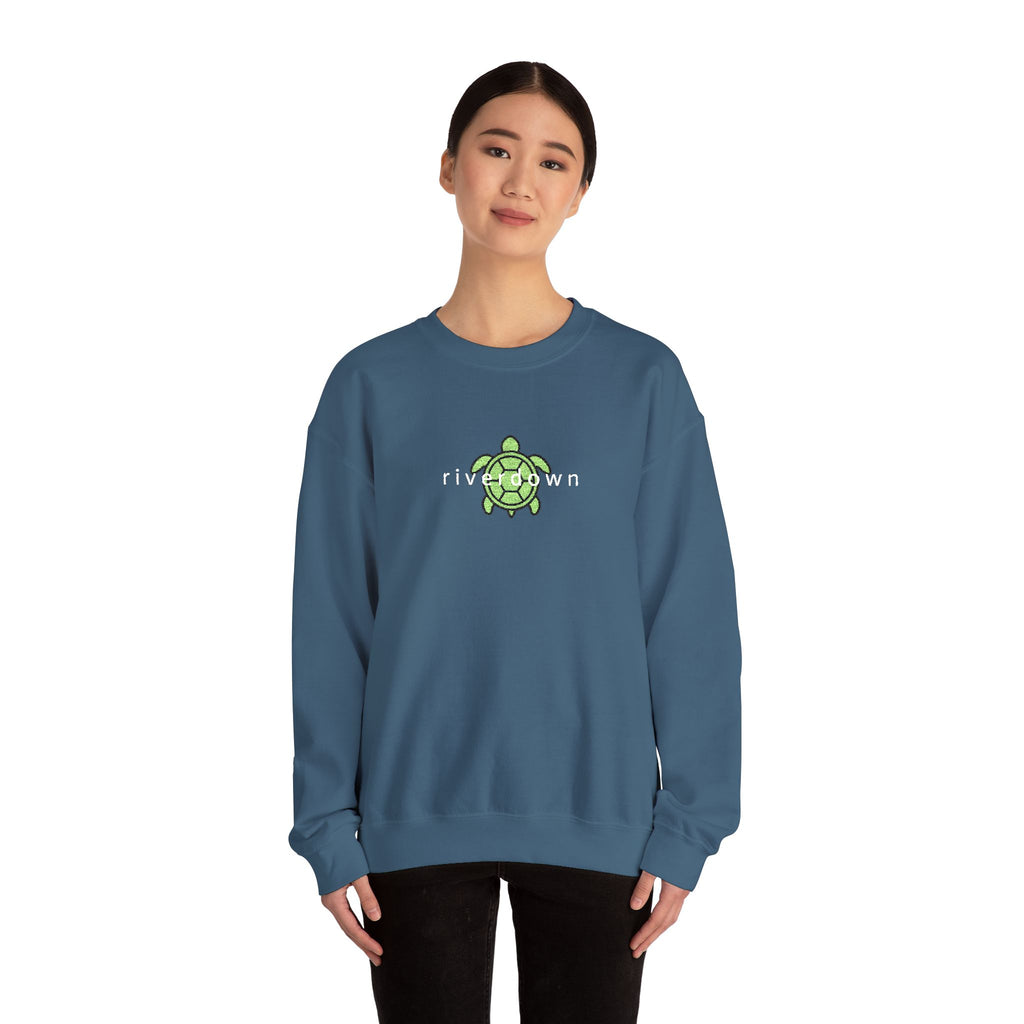 3 - Crewneck Embroidered Sea Turtle Sweatshirt —Anchor  'Riverdown' Anchor Logo Minimalist Nautical Pullover