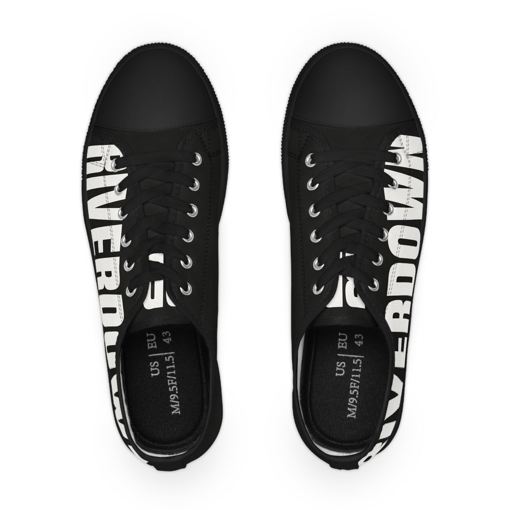 81 - Men's Black Low Top Sneakers — Black & White Graphic Canvas
