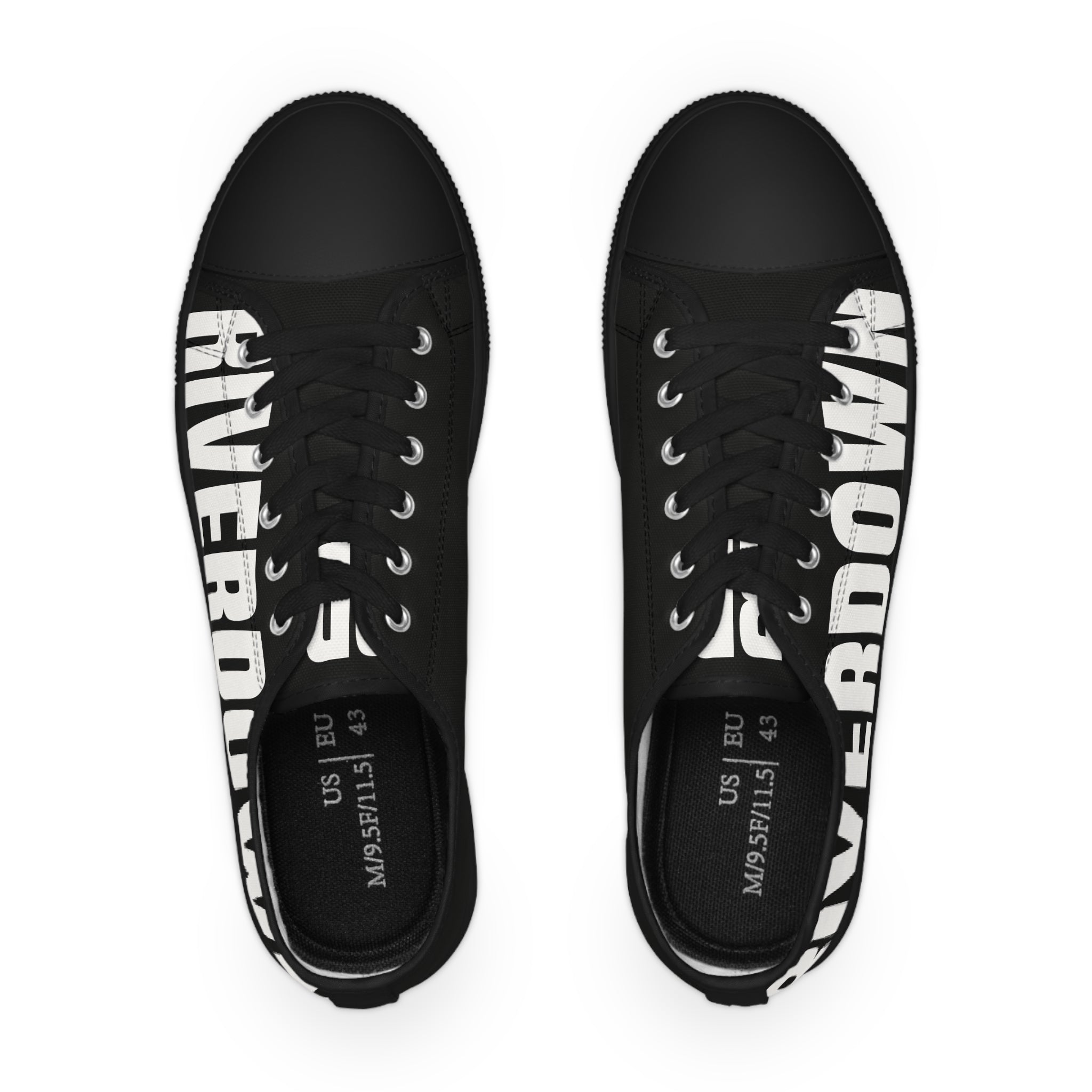 81 - Men's Black Low Top Sneakers — Black & White Graphic Canvas