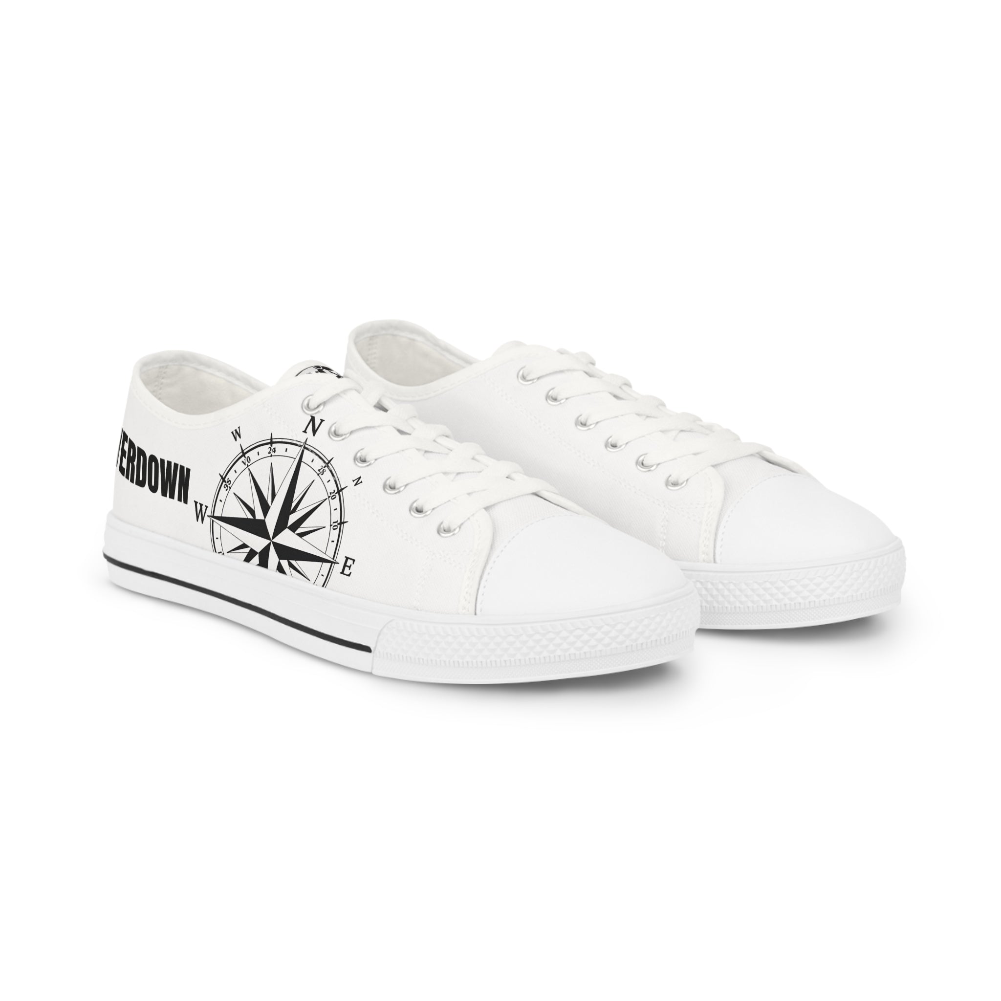 81 - Men’s Compass Graphic Low Top Sneakers — Men's Nautical Casual Shoes