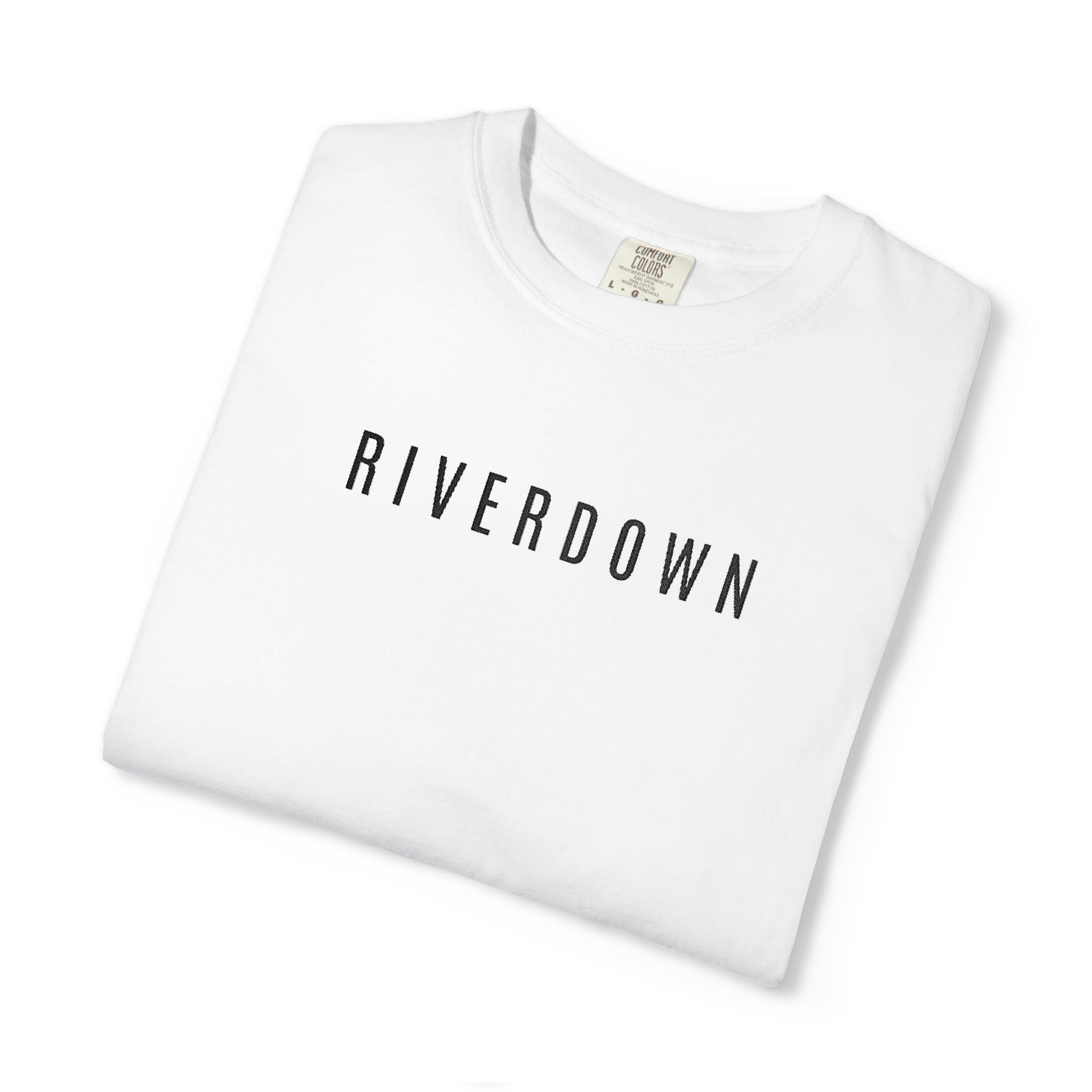 102 - Embroidered RIVERDOWN T-Shirt — Soft Garment-Dyed Casual Tee