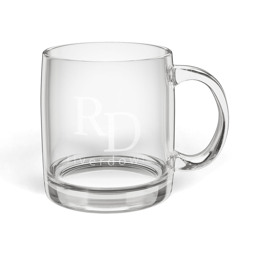922 - Engraved Glass Coffee Mug — 12.25oz Clear Personalized Mug