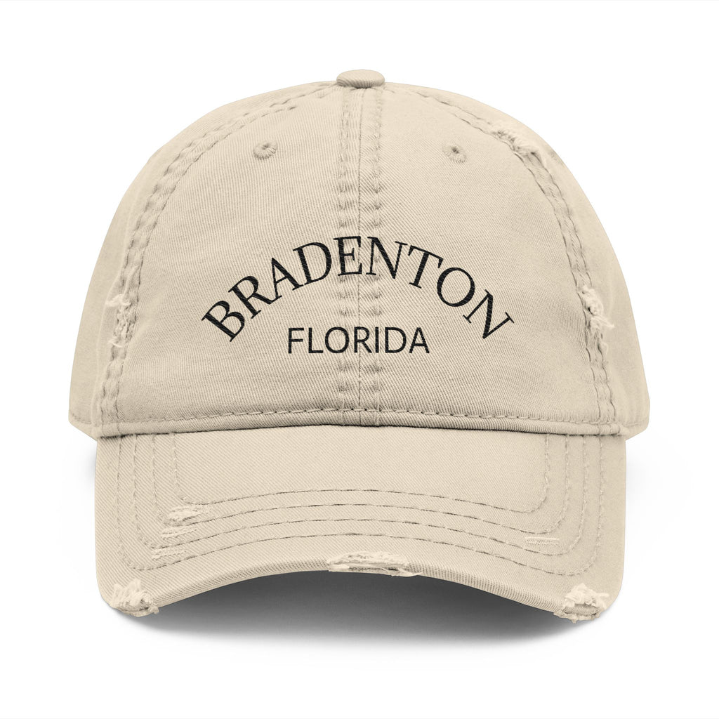 92 - Bradenton Florida Embroidered Distressed Dad Hat - Embroidered Vintage Beach Cap