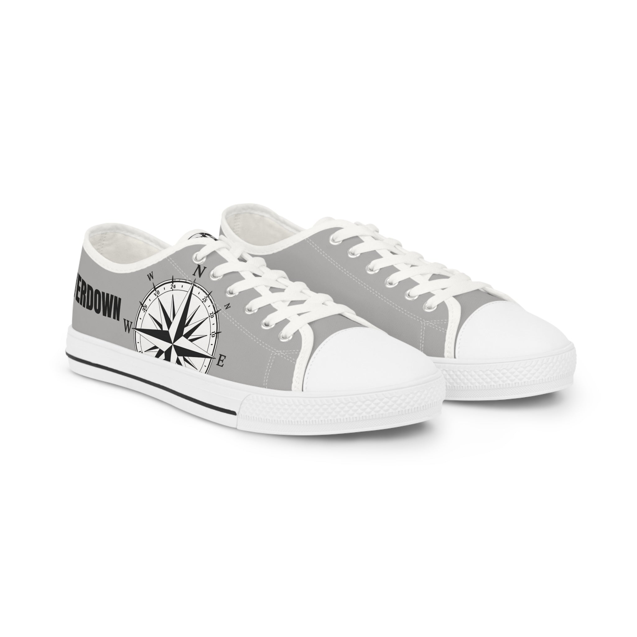 81 - Men’s Compass Graphic Low Top Sneakers — Men's Nautical Casual Shoes
